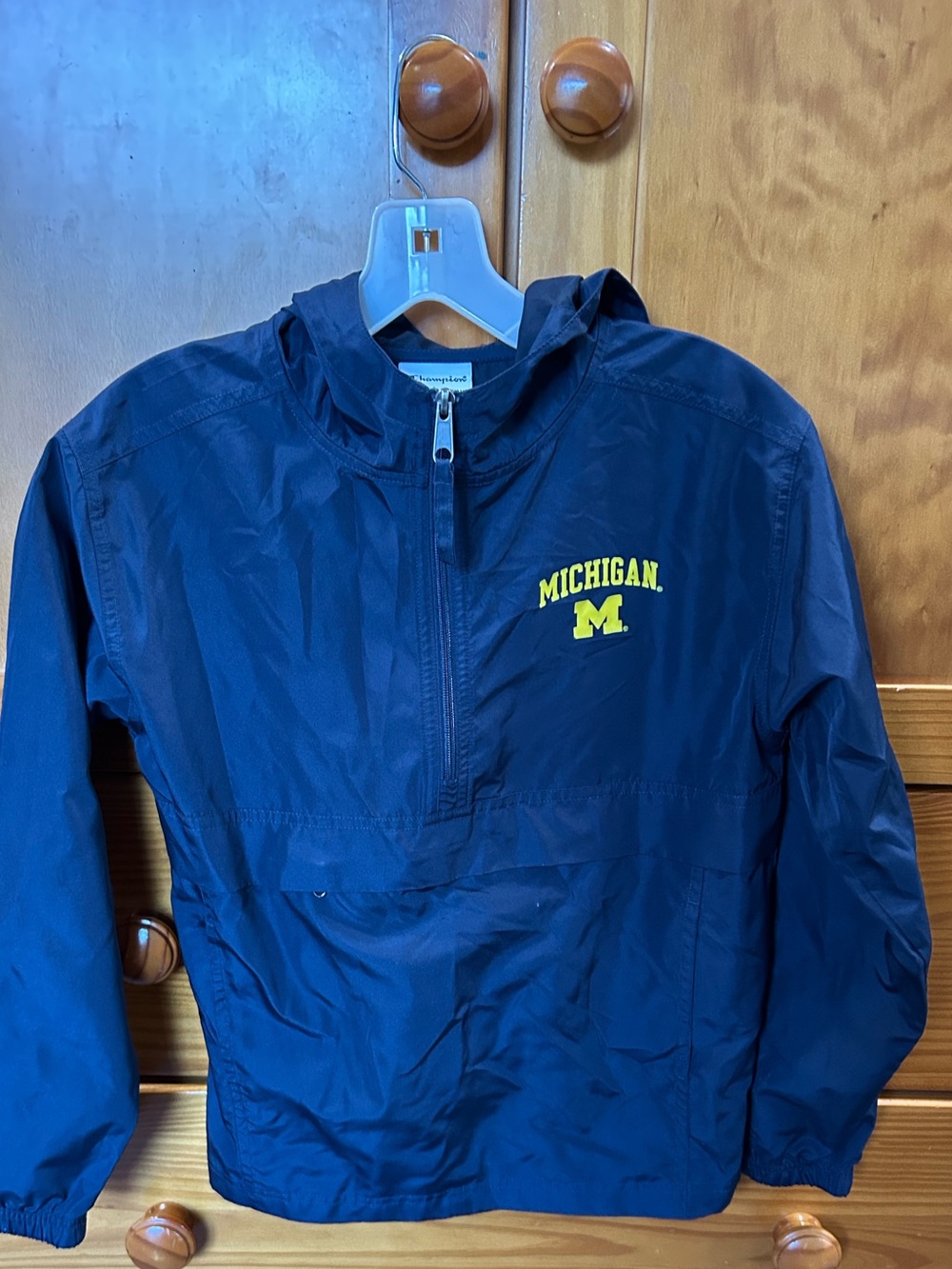University of Michigan Navy Windbreaker with Yellow M Logo- Kids size M